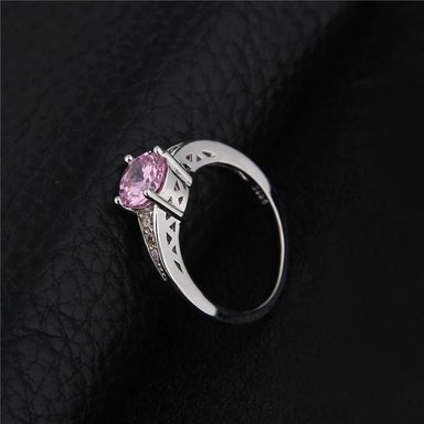 ANILLO COMPROMISO IMPERIAL ROSE MUJER NOVIA PROMESA ARO ENAMORADA ZIRCONIA CÚBICA REGALO GENIEKA - 5