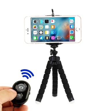 TRÍPODE PARA CÁMARA CELULAR + CONTROL REMOTO NEGRO CLIP SMARTPHONE MONOPIE MINI TELÉFONO MOVIL GENIEKA - 1