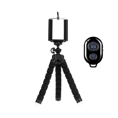 TRÍPODE PARA CÁMARA CELULAR + CONTROL REMOTO NEGRO CLIP SMARTPHONE MONOPIE MINI TELÉFONO MOVIL GENIEKA - 4