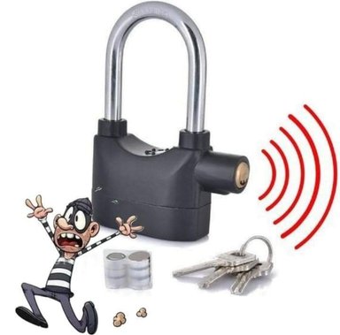 CANDADO ALARMA SISTEMA DE BLOQUEO ASA GRANDE PARA BICICLETA MOTO LOCKER PUERTAS CERROJO SEGURO HOGAR SEGURIDAD GENIEKA - 1