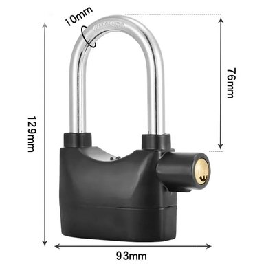 CANDADO ALARMA SISTEMA DE BLOQUEO ASA GRANDE PARA BICICLETA MOTO LOCKER PUERTAS CERROJO SEGURO HOGAR SEGURIDAD GENIEKA - 5