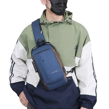 MOCHILA ANTI-THEFT BACKPACK AZUL ANTIRROBO IMPERMEABLE CANDADO CON CLAVE USB MENSAJERO PROTECCIÓN SEGURIDAD GENIEKA