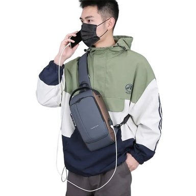 MOCHILA ANTI-THEFT BACKPACK PLOMO MORRAL ANTIRROBO IMPERMEABLE CANDADO CON CLAVE USB BOLSO PROTECCIÓN SEGURIDAD GENIEKA