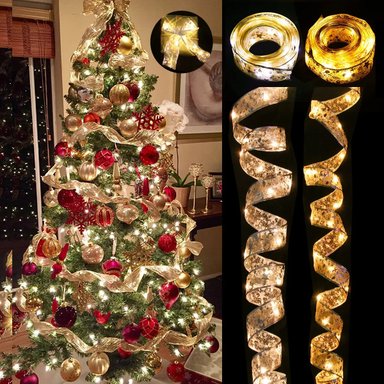 CINTA LUZ GUIRNALDAS NAVIDAD DECORACIÓN HOGAR ADORNO PILAS AA GENIEKA - 2