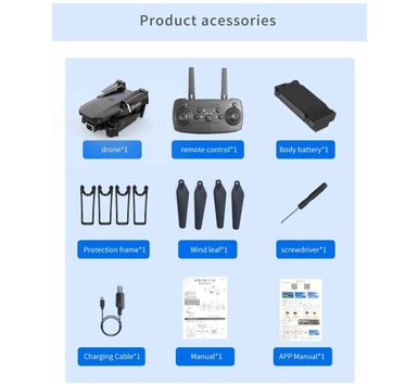 DRON PROFESIONAL E88 4K + LUZ LED 7 COLORES WIFI + CONTROL REMOTO GIRO 360 CÁMARA HD CONTROL REMOTO PLEGABLE NAVIDAD GENIEKA - 6