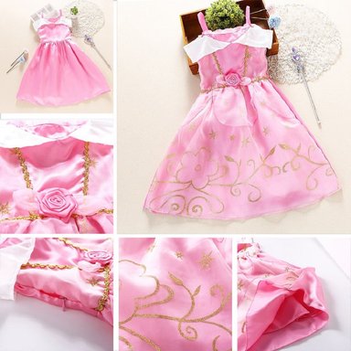 DISFRAZ NIÑA GENIEKA ROSADO VESTIDO PRINCESA BELLA DURMIENTE BEBÉ HALLOWEEN REGALO CUMPLEAÑOS NAVIDAD - 5
