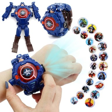 RELOJ CAPITÁN AMÉRICA PROYECTOR ROBOT TRANSFORMA A JUGUETE WATCH NIÑOS ANIME PULSERA REGALO HALLOWEEN NAVIDAD GENIEKA