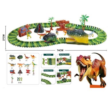 DINOTRACK PISTA DE DINOSAURIO ELÉCTRICA NIÑOS AUTO MONTAÑA RIEL DE CARRETERA JUGUETE CARRO LUZ LED CUMPLEAÑOS NAVIDAD GENIEKA - 5