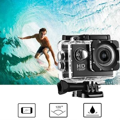 CÁMARA DEPORTIVA ACUÁTICA 1080P FULL HD + CARCASA IMPERMEABLE HASTA 30M + ACCESORIOS DEPORTES GENIEKA - 1