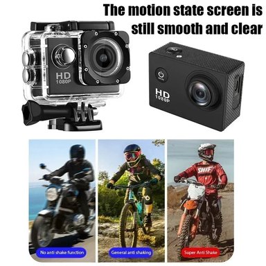 CÁMARA DEPORTIVA ACUÁTICA 1080P FULL HD + CARCASA IMPERMEABLE HASTA 30M + ACCESORIOS DEPORTES GENIEKA - 5