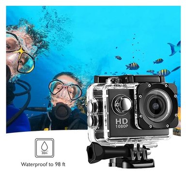 CÁMARA DEPORTIVA ACUÁTICA 1080P FULL HD + CARCASA IMPERMEABLE HASTA 30M + ACCESORIOS DEPORTES GENIEKA - 7