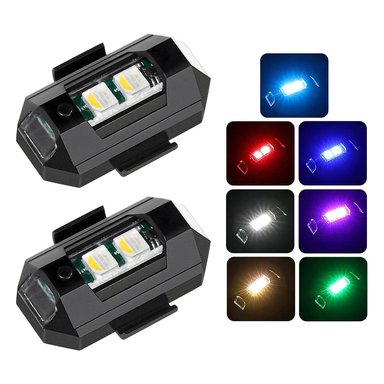 SET 2 UND. MINI LUZ LED ESTROBOSCÓPICA ANTICOLISIÓN ALTA VISIBILIDAD USB PARA DRONES MOTOCICLETAS 7 COLORES IMPERMEABLE  GENIEKA - 5