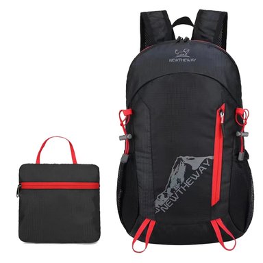 MOCHILA NEWTHEWAY NEGRA PLEGABLE DEPORTIVA 45CM GYM CICLISMO SENDERISMO MULTIPLES CIERRES VERANO ESCOLAR GENIEKA