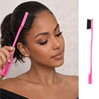 PEINE ANTI FRIZZ CEPILLO DOBLE BORDE FUCSIA BABY HAIR CEJAS CABELLO CERA VERANO BELLEZA ESCOLAR GENIEKA