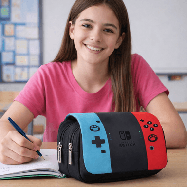 CARTUCHERA GAMER ESCOLAR DOS CIERRES ORGANIZADOR CELULAR NECESER VERANO NAVIDAD GENIEKA