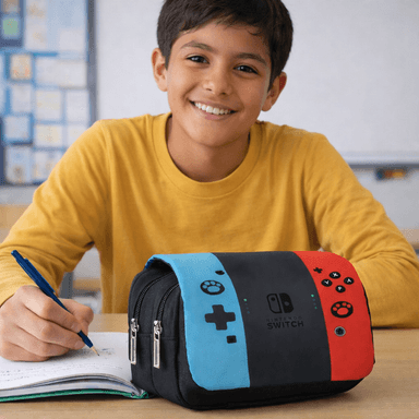 CARTUCHERA NECESER CONSOLA GAMER DOBLE CIERRE GRAN CAPACIDAD PARA COLEGIO TRABAJO OFICINA ESTUDIANTES VERANO GENIEKA