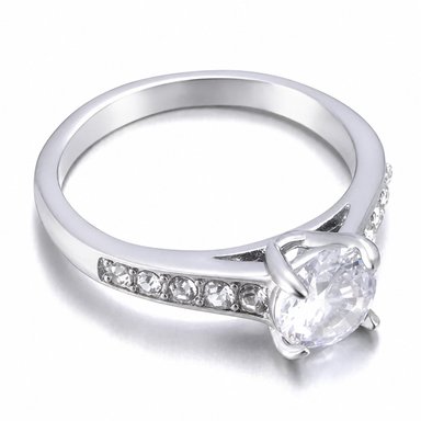 ANILLO DE COMPROMISO ROYAL SILVER ARO ELEGANTE ZIRCONIA BRILLANTE MUJER REGALO GENIEKA - 3