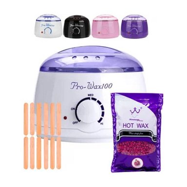 SET DEPILACIÓN OLLA PARA CERA + 100G DE CERA + 12 PALETAS