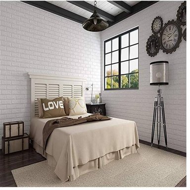 PAPEL TAPIZ OEM BLANCO AUTOADHESIVO DECORACIÓN 3D LADRILLO PACK X 10 PIEZAS - 3
