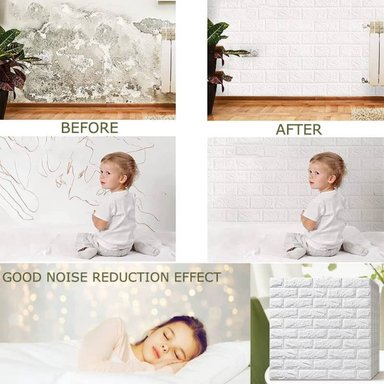PAPEL TAPIZ OEM BLANCO AUTOADHESIVO DECORACIÓN 3D LADRILLO PACK X 10 PIEZAS - 6