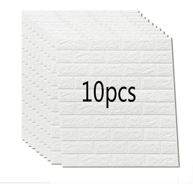 PAPEL TAPIZ OEM BLANCO AUTOADHESIVO DECORACIÓN 3D LADRILLO PACK X 10 PIEZAS