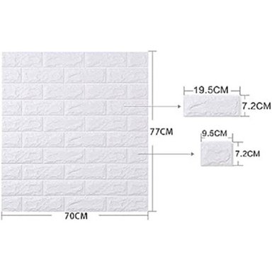 PAPEL TAPIZ OEM BLANCO AUTOADHESIVO DECORACIÓN 3D LADRILLO PACK X 10 PIEZAS - 2