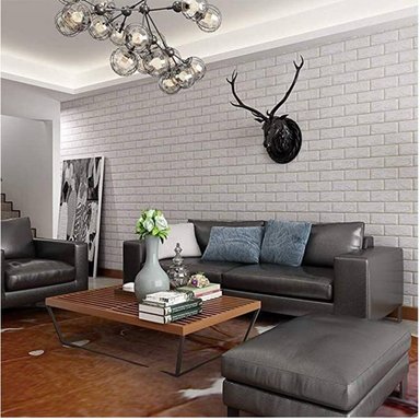 PAPEL TAPIZ OEM BLANCO AUTOADHESIVO DECORACIÓN 3D LADRILLO PACK X 10 PIEZAS - 6