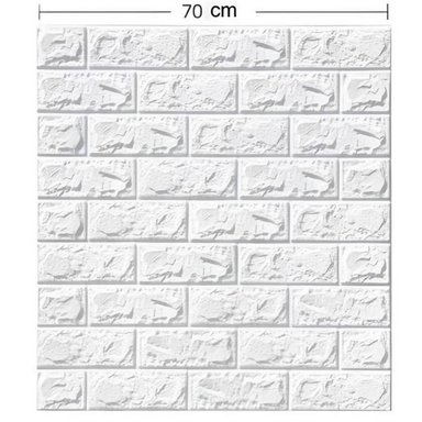 PAPEL TAPIZ BLANCO AUTOADHESIVO DECORACIÓN 3D LADRILLO PACK X 6 PIEZAS - 2