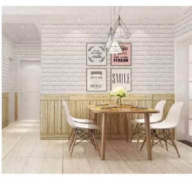 PAPEL TAPIZ BLANCO AUTOADHESIVO DECORACIÓN 3D LADRILLO PACK X 6 PIEZAS - 3