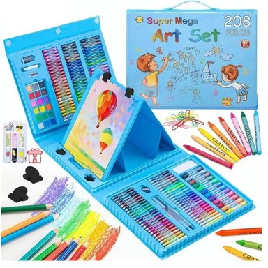 SET ARTE DIBUJO Y PINTURA OEM 208 PIEZAS CELESTE