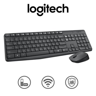 TECLADO LOGITECH MK235 MOUSE WIRELESS USB BLACK - 1