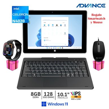 LAPTOP ADVANCE 2 EN 1 CN4058 10.1' INTEL CELERON N4020, 128GB, 8GB, TOUCH, W11