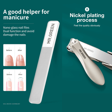 CORTAUÑAS MANICURA PEDICURA MR-1210 ACERO INOXIDABLE ERGONOMICO JUEGO 2 PIEZAS. - 5