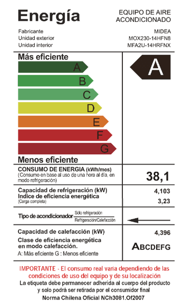 AIRE ACONDICIONADO SPLIT MIDEA 12000 BTU PARED INVERTER - 3
