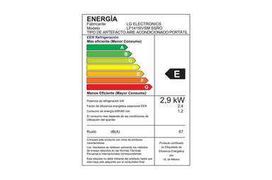 AIRE ACONDICIONADO PORTÁTIL LG 14,000 BTU FRÍO SOLO LP1419IVSM - 5