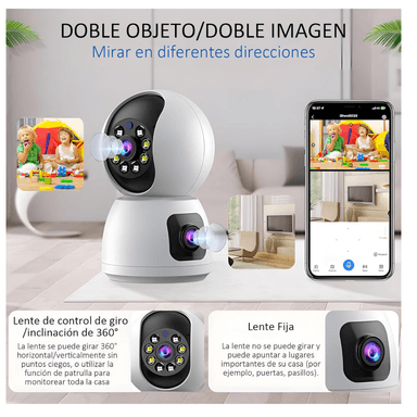 CÁMARA WIFI SEGURIDAD VIGILANCIA 360° DUAL LENTE FHD AUDIO BIDIRECCIONAL - 5