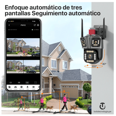 CÁMARA LANTUN WIFI SEGURIDAD 3 LENTES IP66 SIRENA VISIÓN NOCTURNA 839F-2 - 3