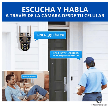 CÁMARA LANTUN WIFI SEGURIDAD 3 LENTES IP66 SIRENA VISIÓN NOCTURNA 839F-2 - 4