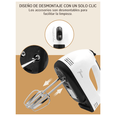 BATIDORA DE MANO SK-133 BLANCO ELECTRICA 7 VELOCIDADES - 4