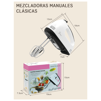 BATIDORA DE MANO SK-133 BLANCO ELECTRICA 7 VELOCIDADES - 6