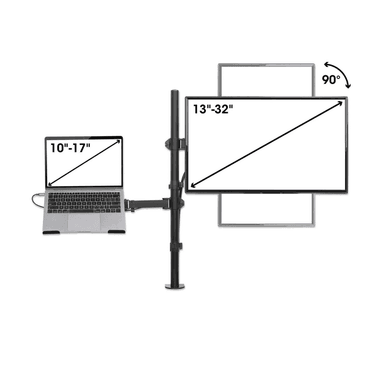 SOPORTE 2 EN 1 PARA MONITOR Y LAPTOP 13-32' Y LAPTOP DE 10 A 17' CON BRAZO ARTICULADO ERGONÓMICO - 4