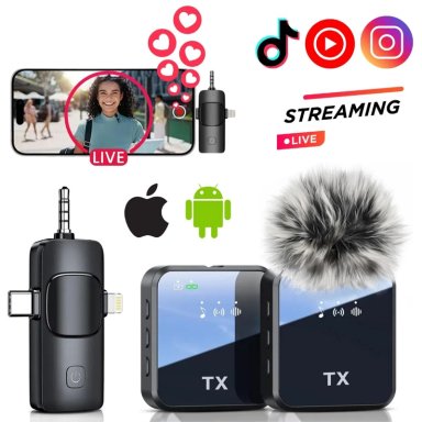 MICRÓFONOS INALÁMBRICOS SOLAPEROS RECARGABLES DUAL 3 EN 1 PROFESIONAL F11-2