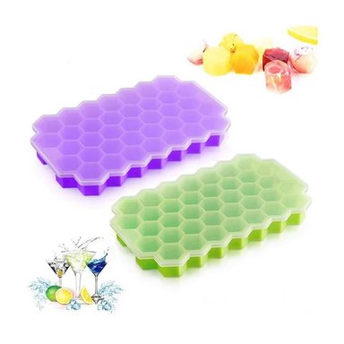 SET DE 3 CUBETAS DE SILICONA PARA  HIELO MODELO PANAL - 4