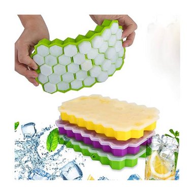 SET DE 3 CUBETAS DE SILICONA PARA  HIELO MODELO PANAL - 5