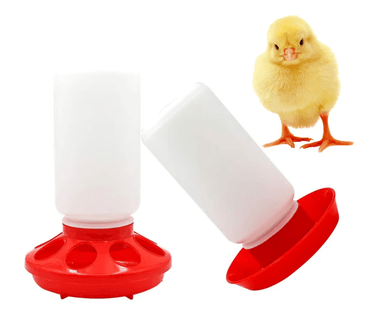 KIT AVÍCOLA BÁSICO 3 BEBEDEROS Y 3 COMEDEROS ROJOS 1L