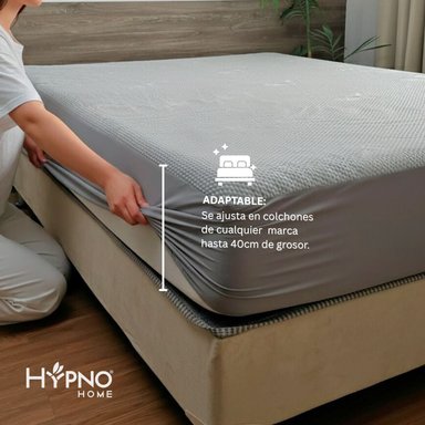PROTECTOR COLCHON HYPNO HOME QUEEN BAMBU GRIS IMPERMEABLE AMOLDABLE - 3