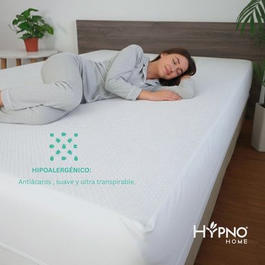 FUNDA COLCHON HYPNO HOME 2 PLAZAS BAMBÚ BLANCO IMPERMEABLE CON CIERRE EN L - 6