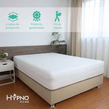 FUNDA COLCHON HYPNO HOME 2 PLAZAS BAMBÚ BLANCO IMPERMEABLE CON CIERRE EN L - 7