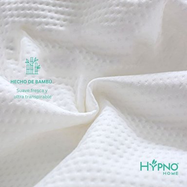 FUNDA COLCHON HYPNO HOME QUEEN BAMBÚ BLANCO IMPERMEABLE CON CIERRE EN L - 6