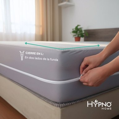 FUNDA COLCHON HYPNO HOME 1.5 PLAZAS BAMBU GRIS IMPERMEABLE CON CIERRE - 2
